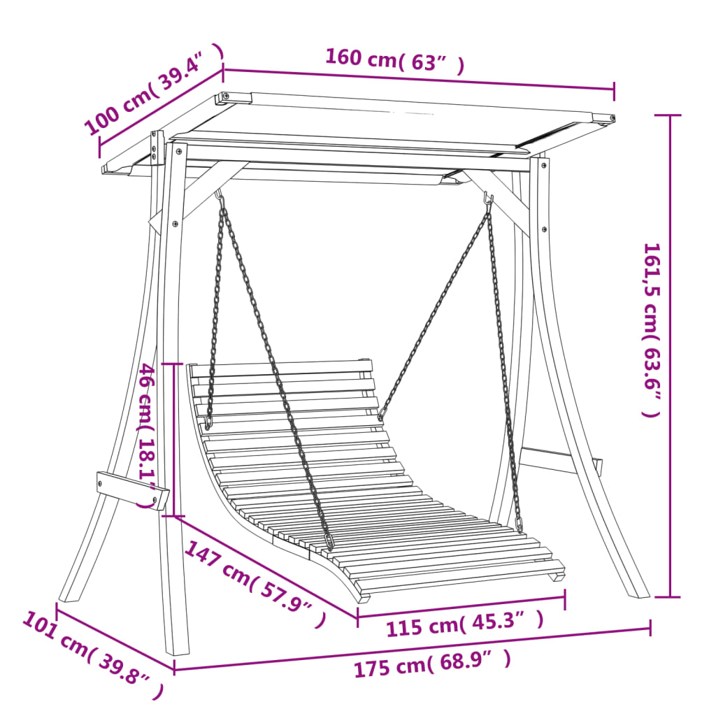 8721012119291_g_en_hd_6 vidaXL Swing Bed with Canopy Solid Wood Spruce with Teak Finish - Image 8