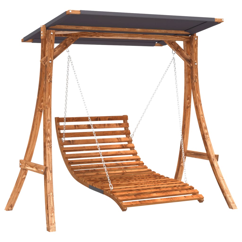 8721012119307_a_en_hd_1 vidaXL Swing Bed with Canopy Solid Wood Spruce with Teak Finish - Image 2