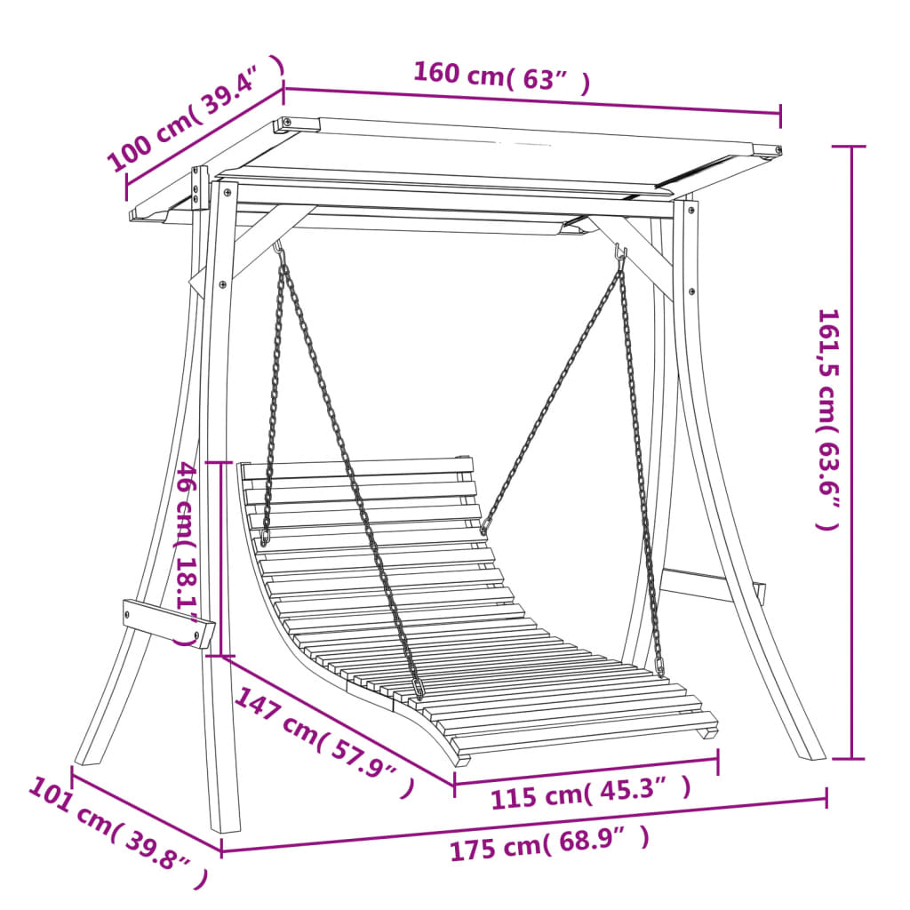 8721012119307_g_en_hd_6 vidaXL Swing Bed with Canopy Solid Wood Spruce with Teak Finish - Image 8