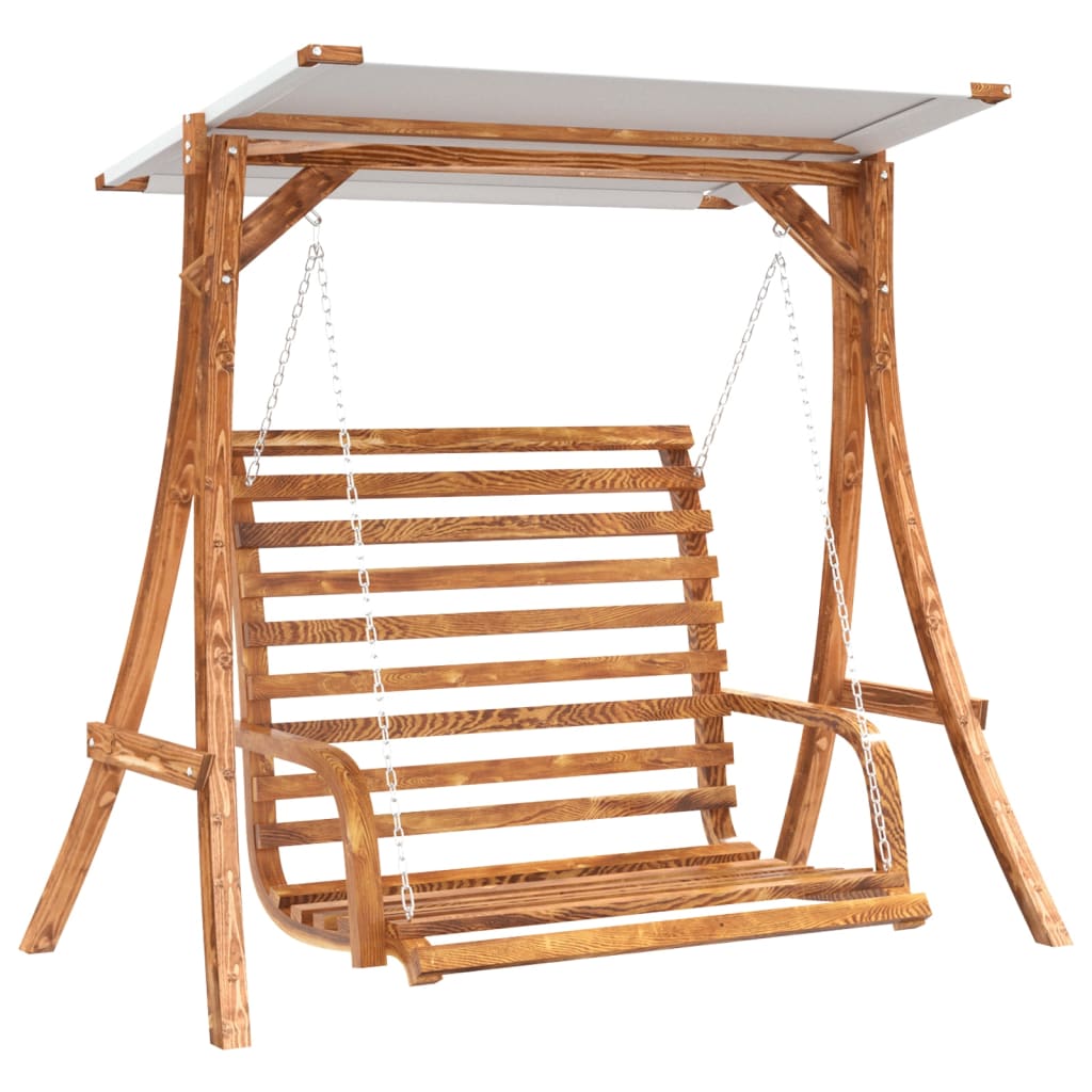 8721012119314_a_en_hd_1 vidaXL Swing Bench with Canopy Solid Wood Spruce with Teak Finish - Image 2