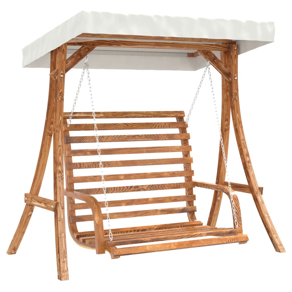 8721012119376_a_en_hd_1 vidaXL Swing Bench with Canopy Solid Wood Spruce with Teak Finish - Image 2