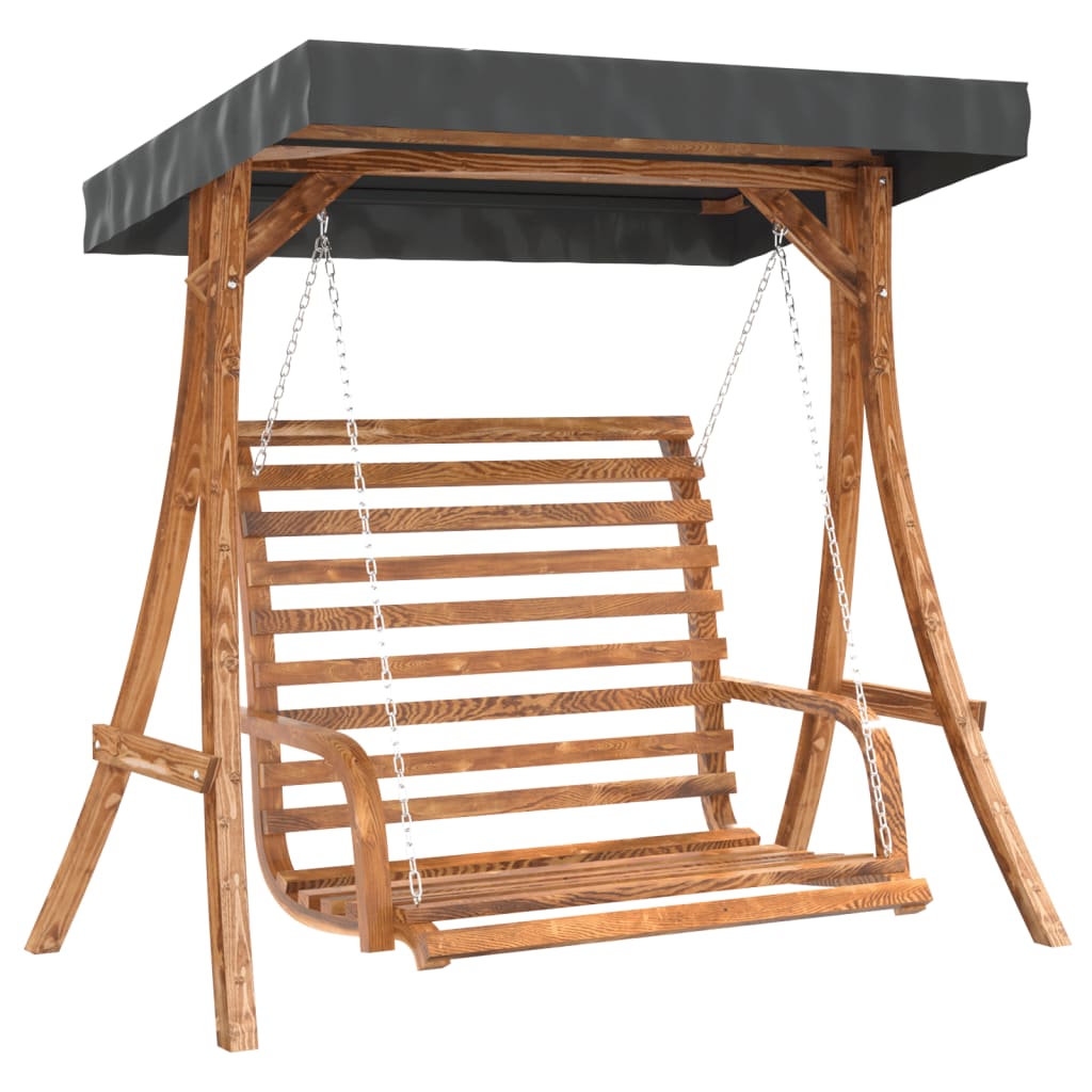 8721012119383_a_en_hd_1 vidaXL Swing Bench with Canopy Solid Wood Spruce with Teak Finish - Image 2