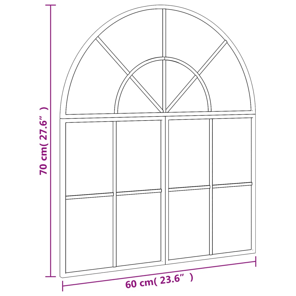 8721012119413_g_en_hd_5 vidaXL Wall Mirror Black 60x70 cm Arch Iron - Image 7