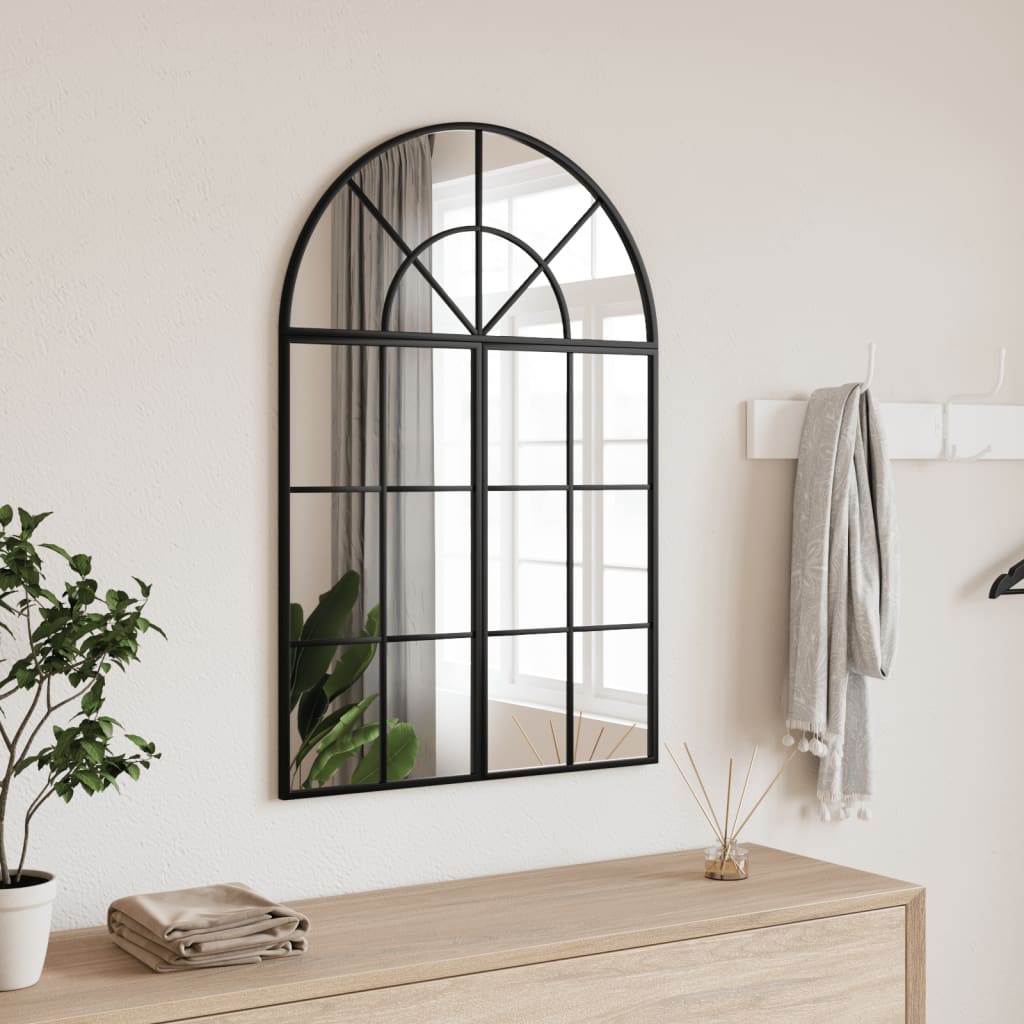 vidaXL Wall Mirror Black 60x90 cm Arch Iron