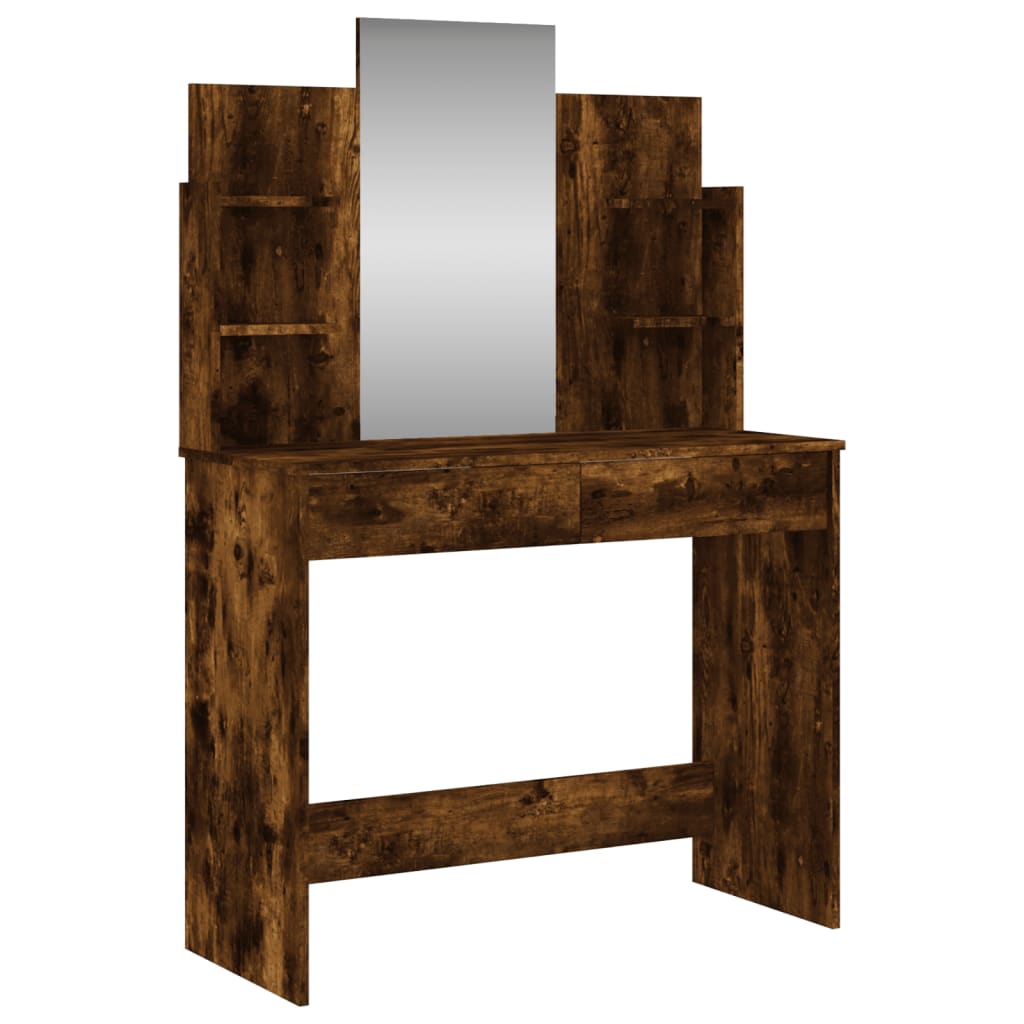 8721012134157_a_en_hd_1 vidaXL Dressing Table with Mirror Smoked Oak 96x39x142 cm - Image 2