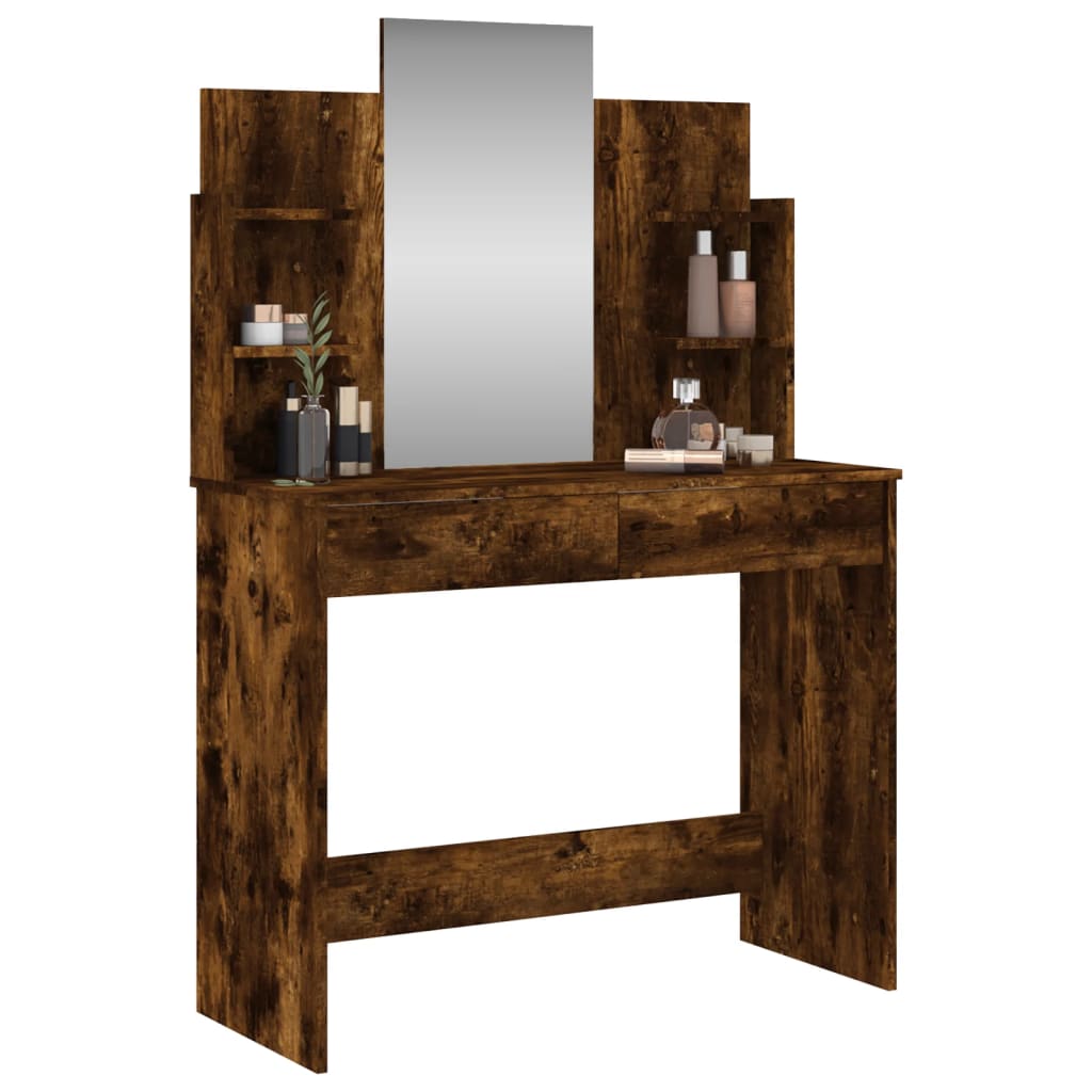 8721012134157_g_en_hd_1 vidaXL Dressing Table with Mirror Smoked Oak 96x39x142 cm - Image 4