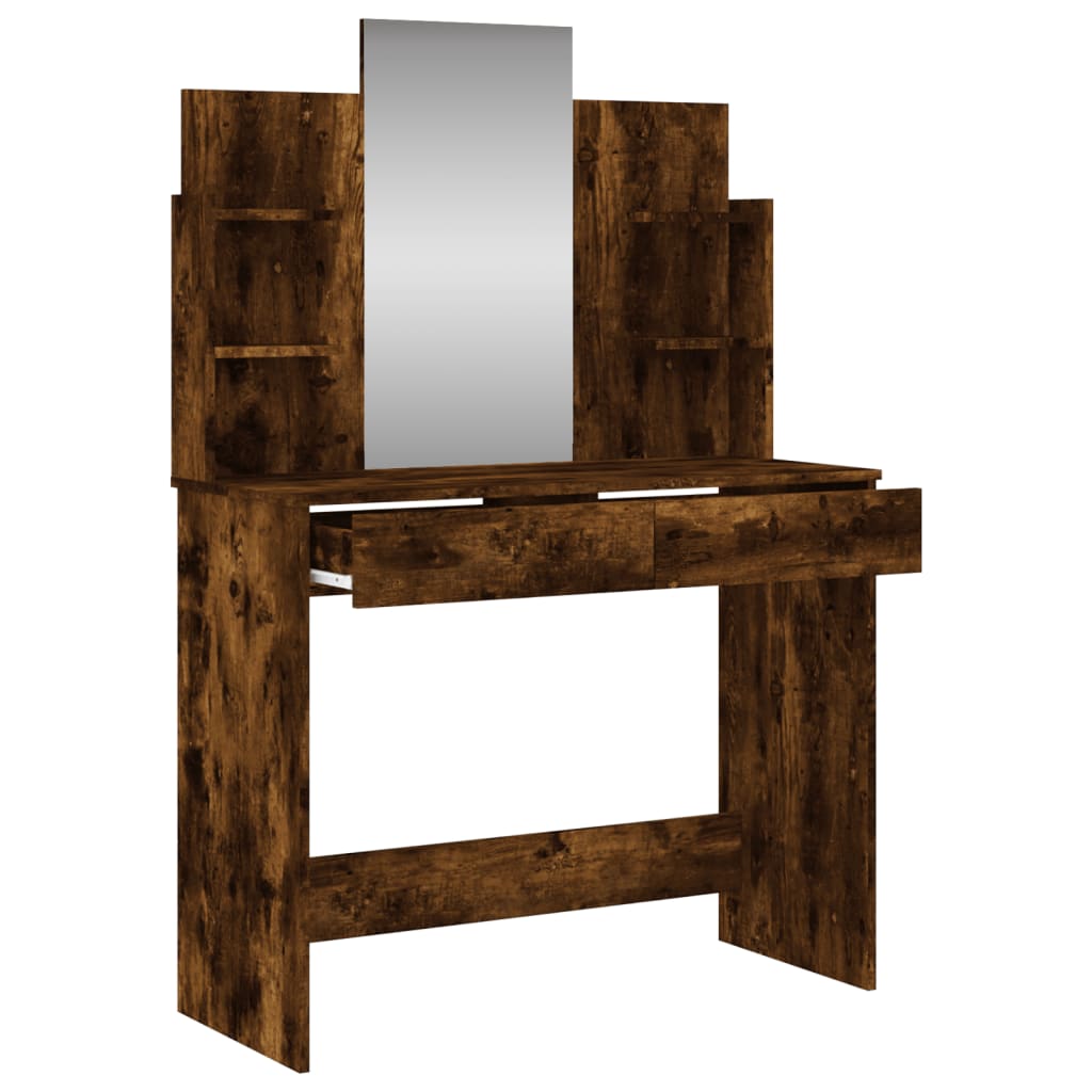 8721012134157_g_en_hd_3 vidaXL Dressing Table with Mirror Smoked Oak 96x39x142 cm - Image 6