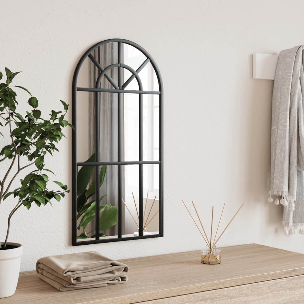 vidaXL Wall Mirror Black 30x60 cm Arch Iron