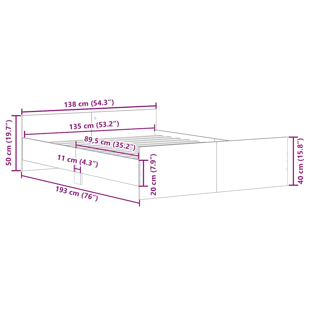 8721012157460_g_en_hd_8 vidaXL Bed Frame without Mattress Black 135x190 cm - Image 10