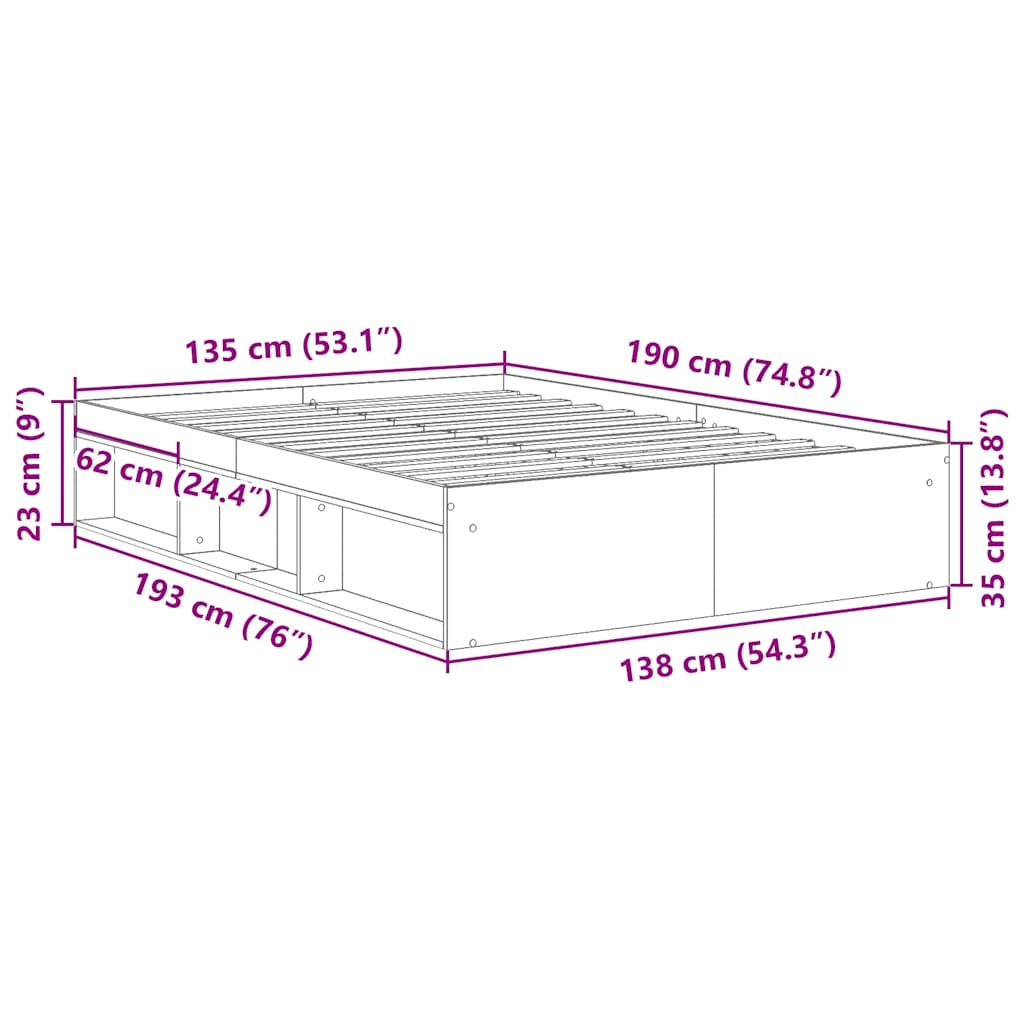 8721012158641_g_en_hd_8 vidaXL Bed Frame without Mattress White 135x190 cm - Image 10