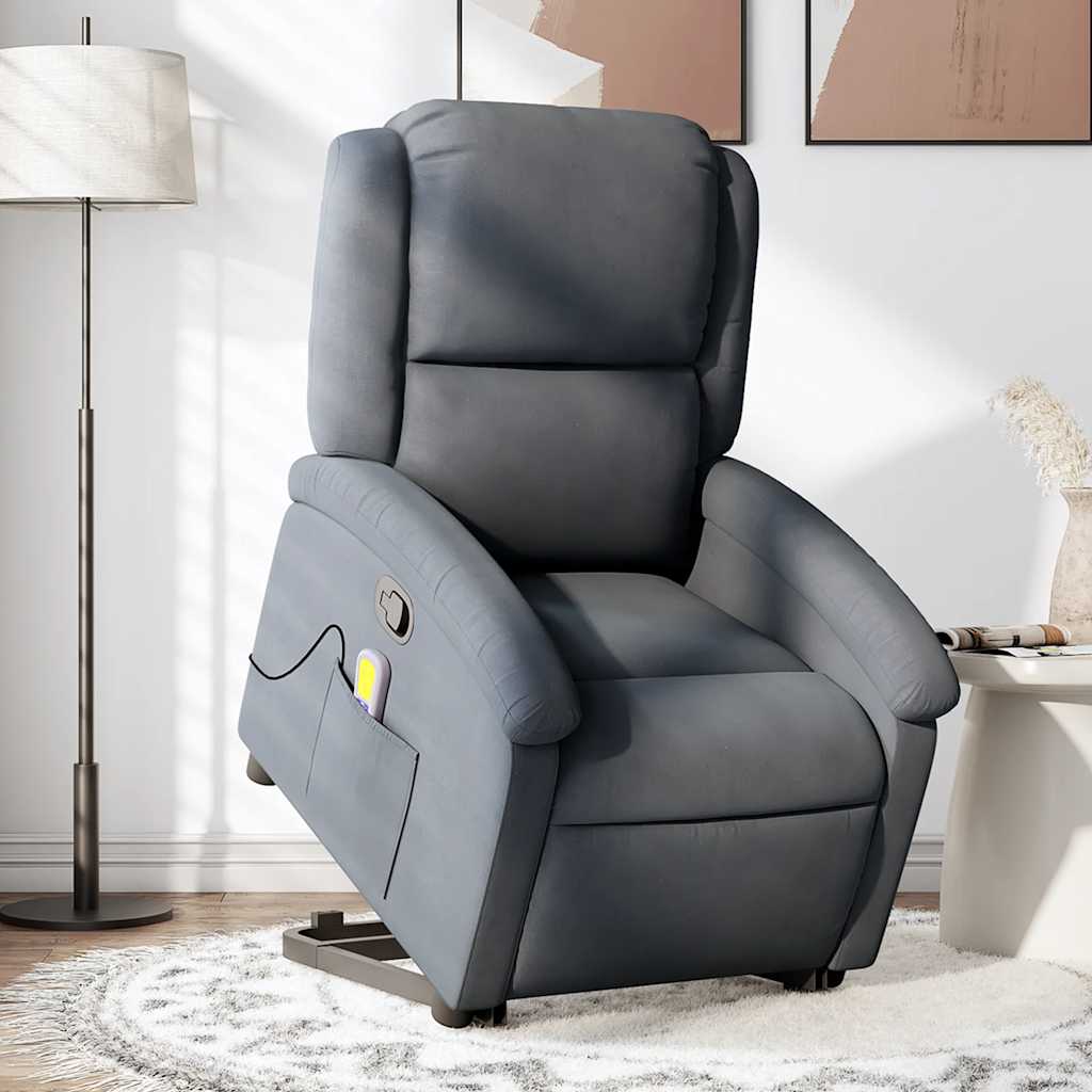 8721012179905_m_en_hd_1 vidaXL Stand up Massage Recliner Chair Dark Grey Velvet - Image 1