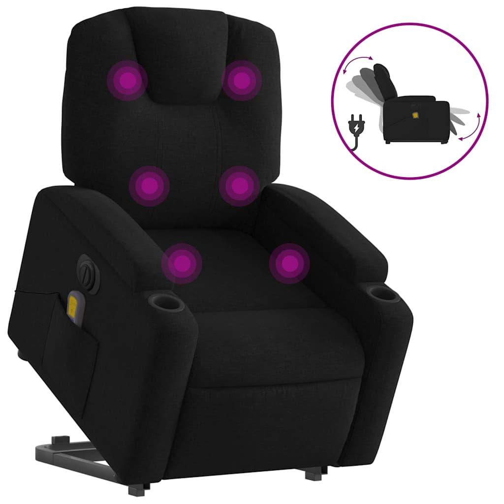 8721012180260_a_en_hd_1 vidaXL Electric Stand up Massage Recliner Chair Black Fabric - Image 2