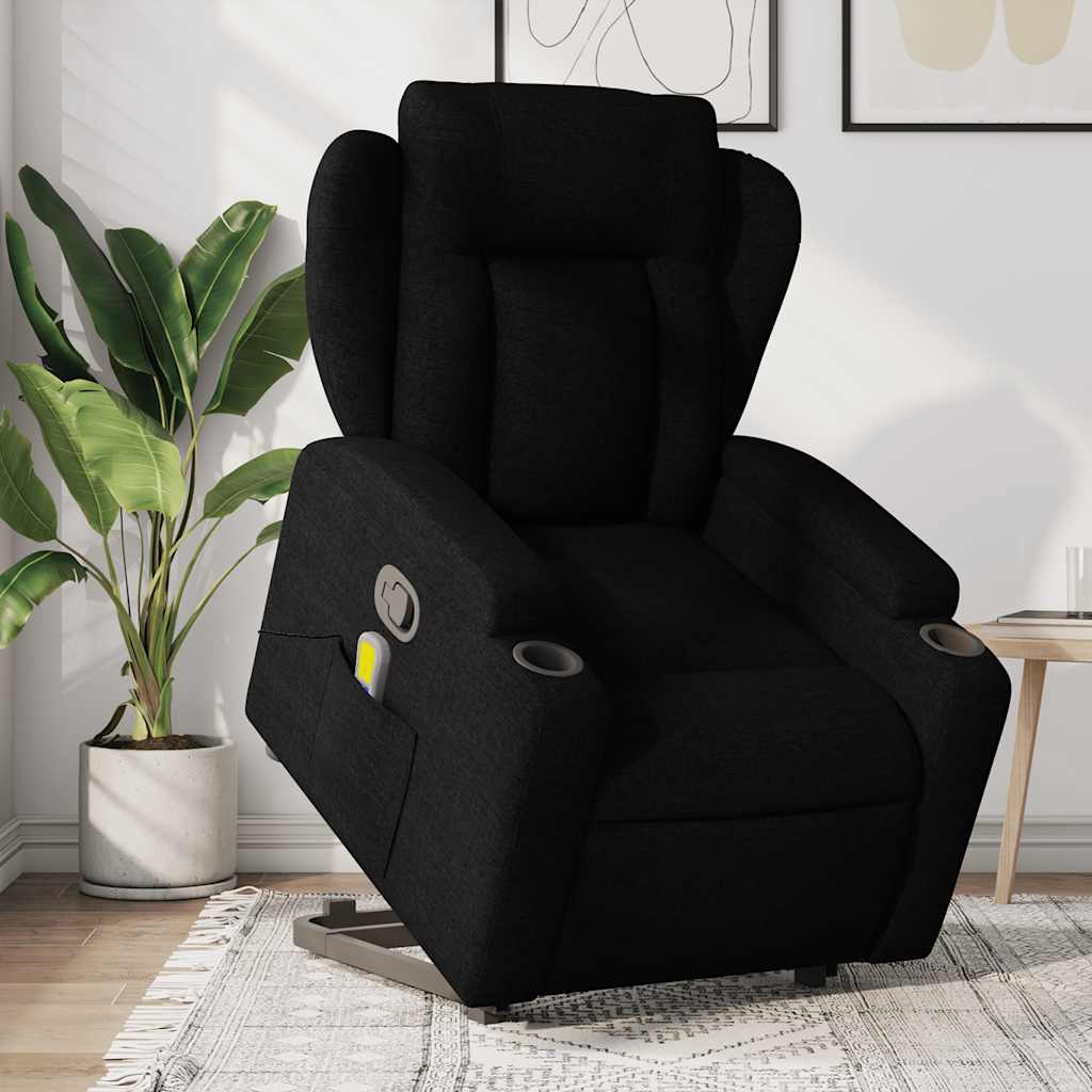 8721012180741_m_en_hd_1 vidaXL Stand up Massage Recliner Chair Black Fabric - Image 1