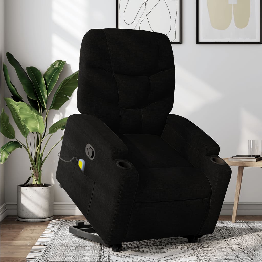 8721012181182_m_en_hd_1 vidaXL Stand up Massage Recliner Chair Black Fabric - Image 1