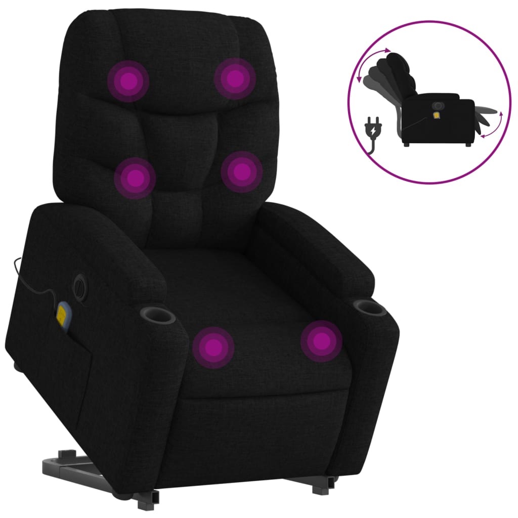 8721012181267_a_en_hd_1 vidaXL Electric Stand up Massage Recliner Chair Black Fabric - Image 2