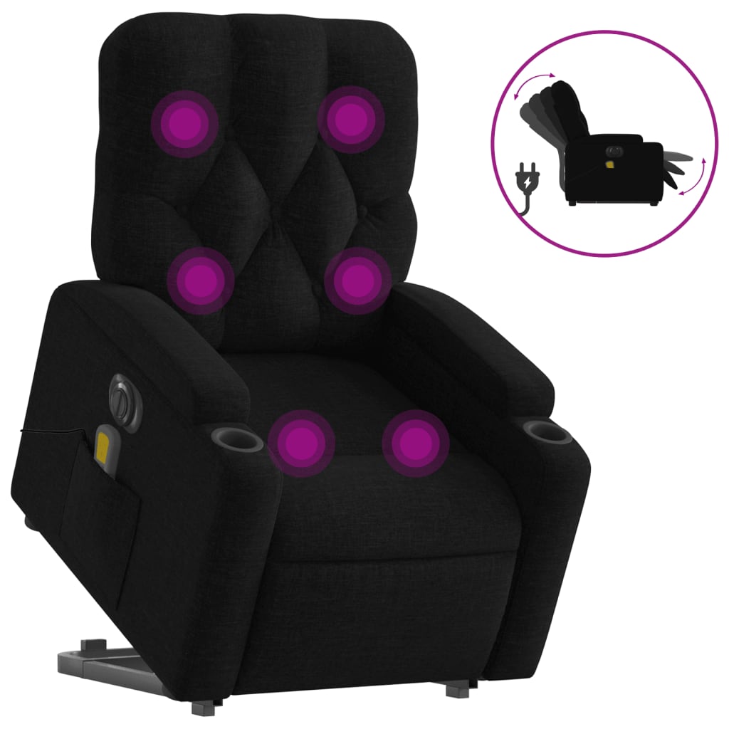 8721012181632_a_en_hd_1 vidaXL Electric Stand up Massage Recliner Chair Black Fabric - Image 2