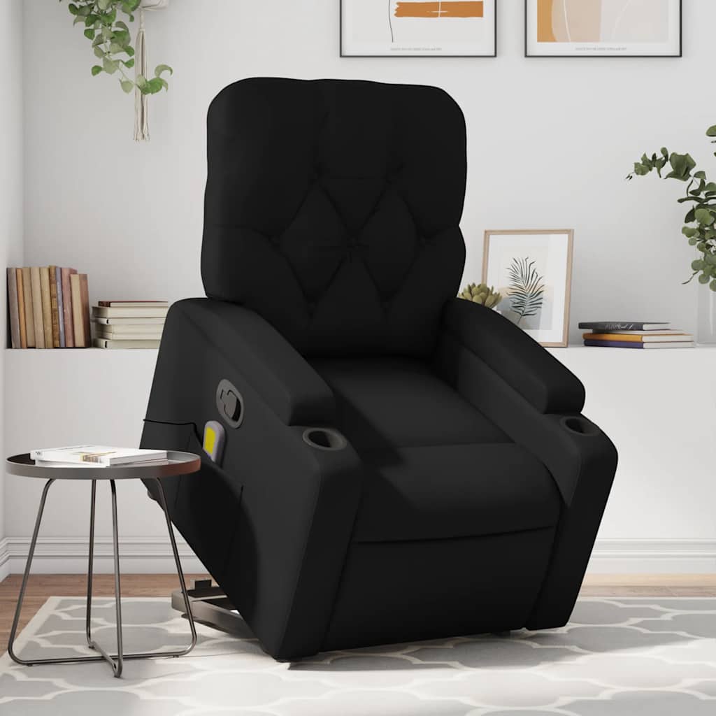vidaXL Stand up Massage Recliner Chair Black Faux Leather