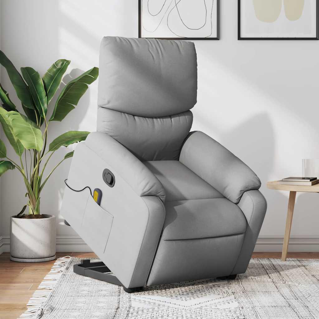 vidaXL Stand up Massage Recliner Chair Light Grey Fabric