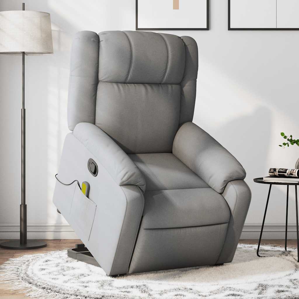 vidaXL Stand up Massage Recliner Chair Light Grey Fabric