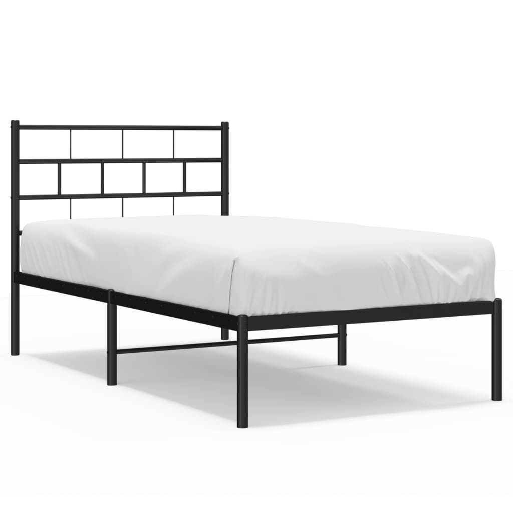 8721012188563_a_en_hd_1 vidaXL Metal Bed Frame without Mattress with Headboard Black 107x203 cm King Single - Image 2