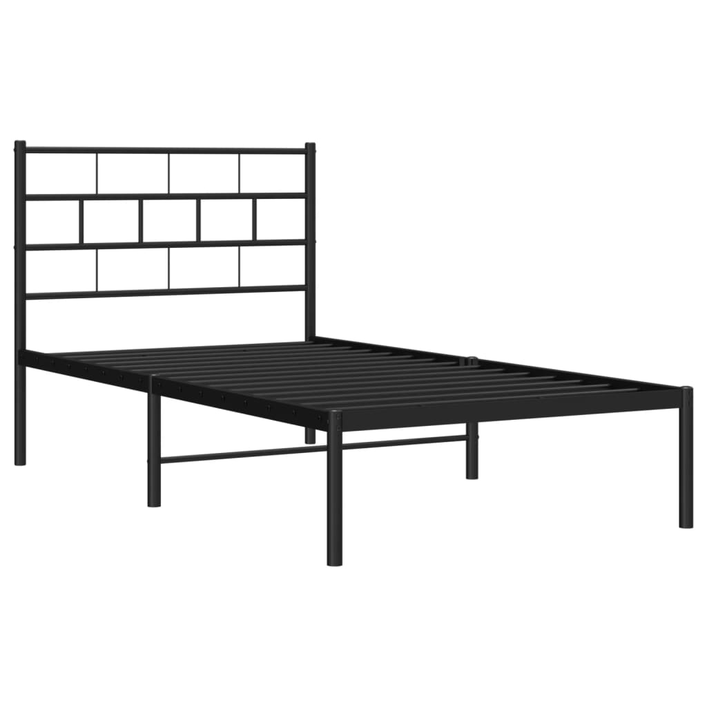 8721012188563_g_en_hd_2 vidaXL Metal Bed Frame without Mattress with Headboard Black 107x203 cm King Single - Image 4