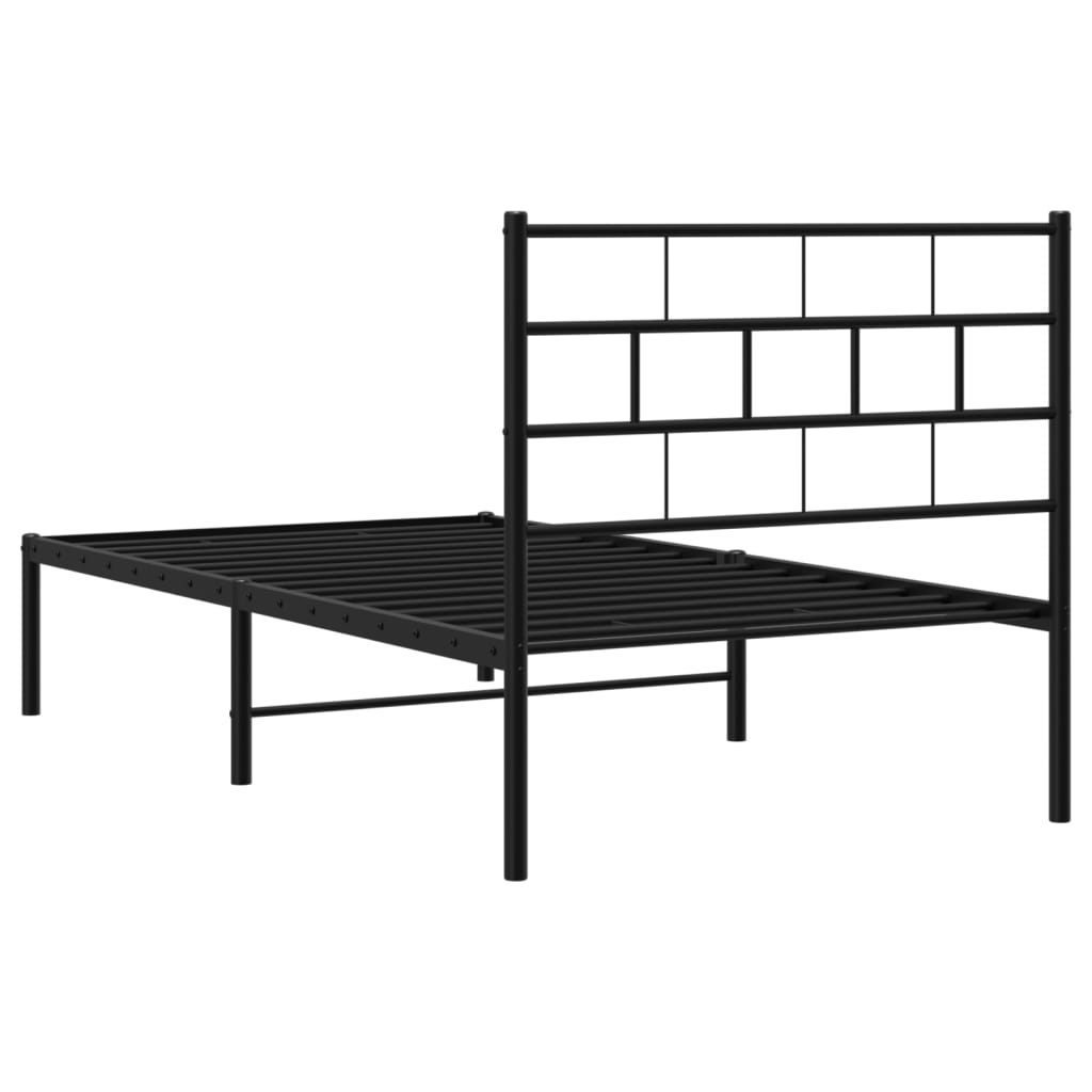 8721012188563_g_en_hd_5 vidaXL Metal Bed Frame without Mattress with Headboard Black 107x203 cm King Single - Image 7