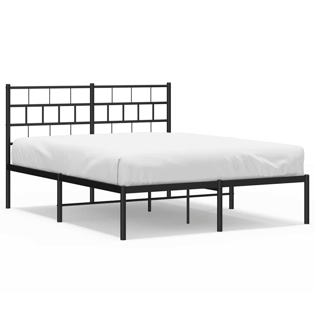 8721012188624_a_en_hd_1 vidaXL Metal Bed Frame without Mattress with Headboard Black 150x200 cm - Image 2