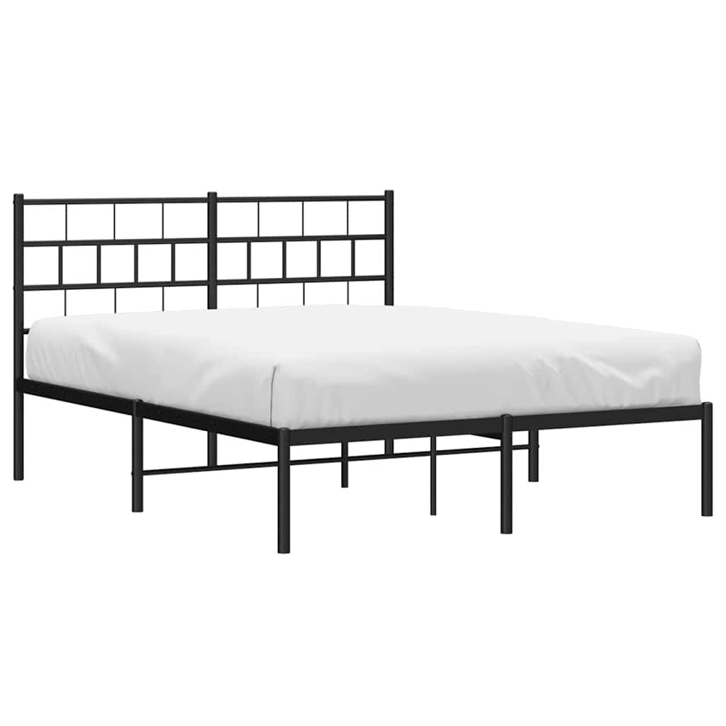 8721012188624_g_en_hd_1 vidaXL Metal Bed Frame without Mattress with Headboard Black 150x200 cm - Image 3