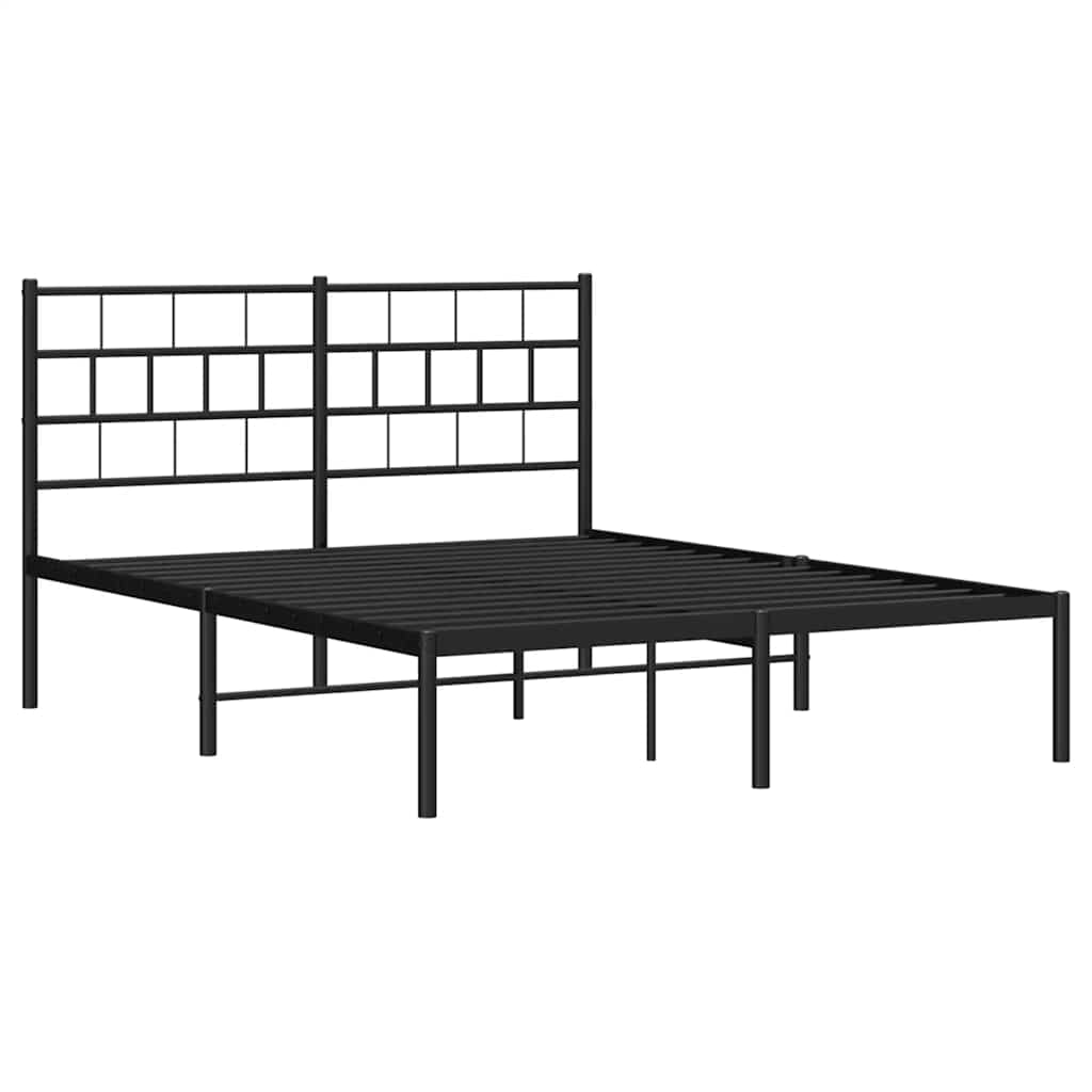 8721012188624_g_en_hd_3 vidaXL Metal Bed Frame without Mattress with Headboard Black 150x200 cm - Image 5