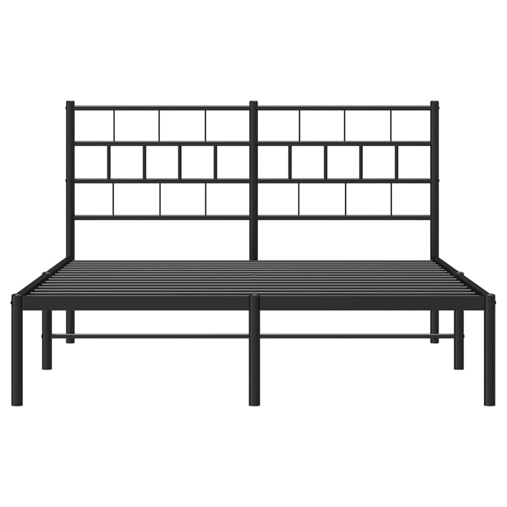 8721012188624_g_en_hd_4 vidaXL Metal Bed Frame without Mattress with Headboard Black 150x200 cm - Image 6