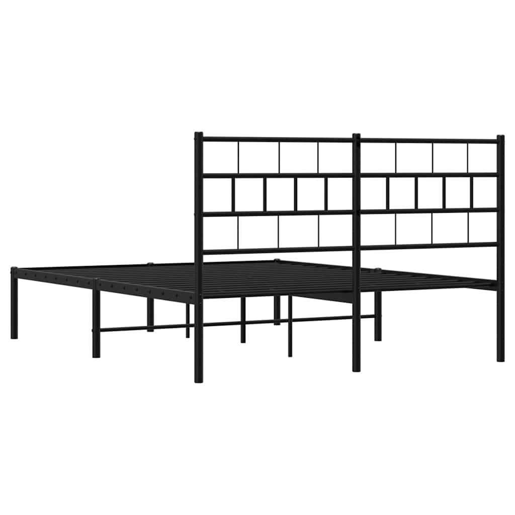 8721012188624_g_en_hd_6 vidaXL Metal Bed Frame without Mattress with Headboard Black 150x200 cm - Image 8