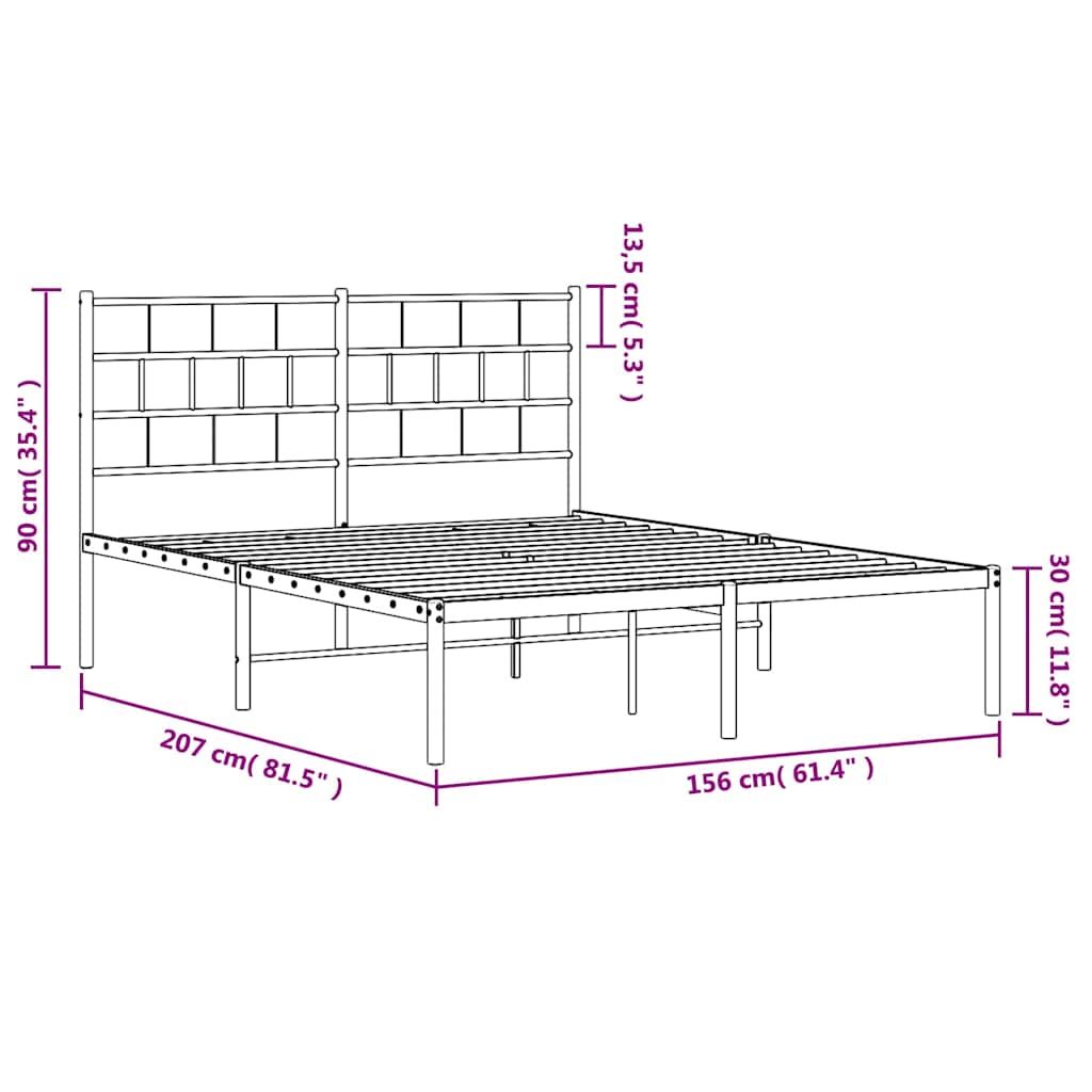 8721012188624_g_en_hd_8 vidaXL Metal Bed Frame without Mattress with Headboard Black 150x200 cm - Image 10
