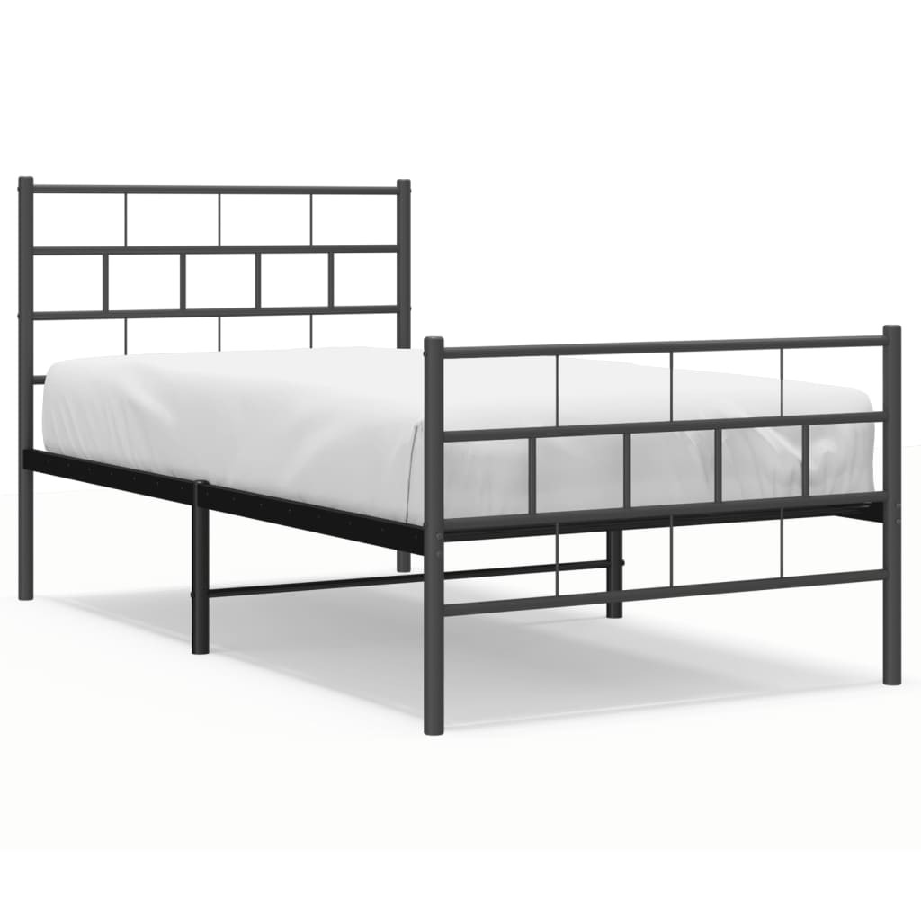 8721012188747_a_en_hd_1 vidaXL Metal Bed Frame without Mattress with Footboard Black 107x203 cm King Single - Image 2