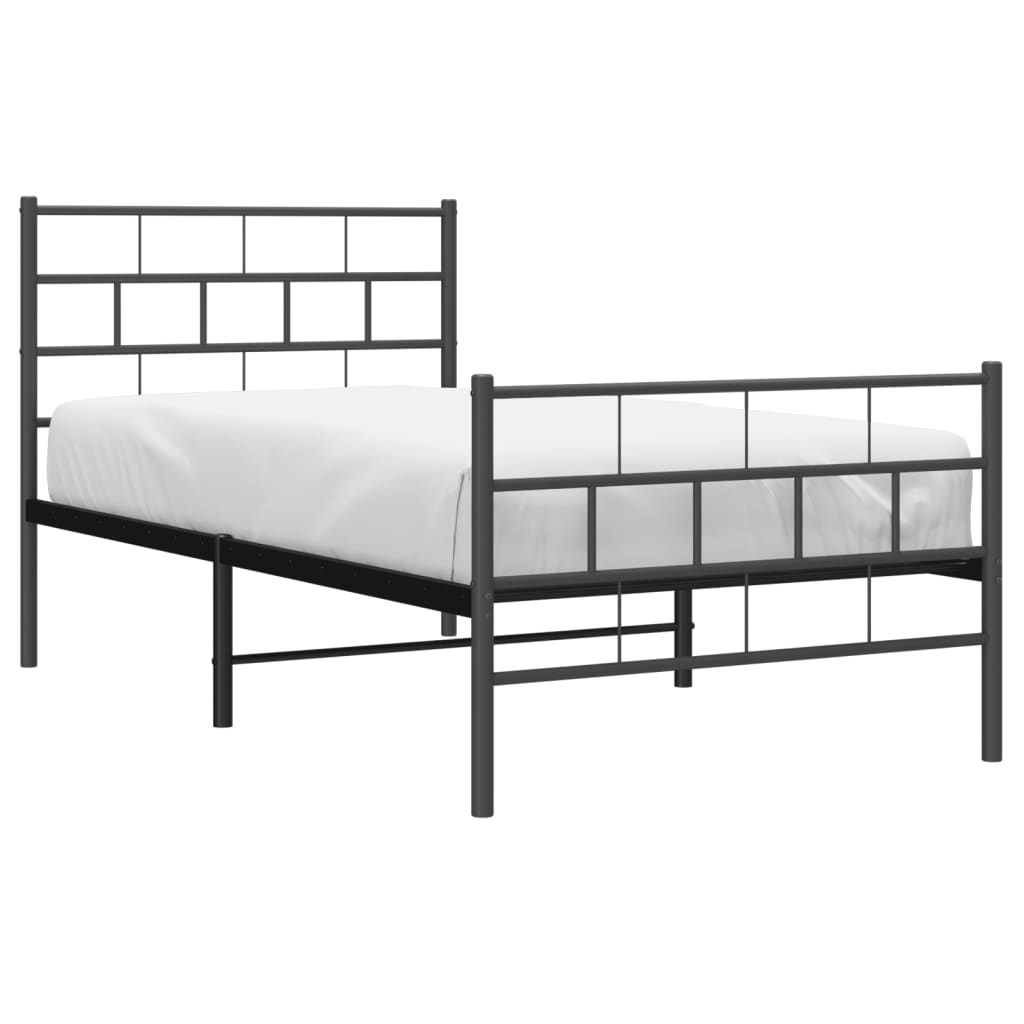 8721012188747_g_en_hd_1 vidaXL Metal Bed Frame without Mattress with Footboard Black 107x203 cm King Single - Image 3