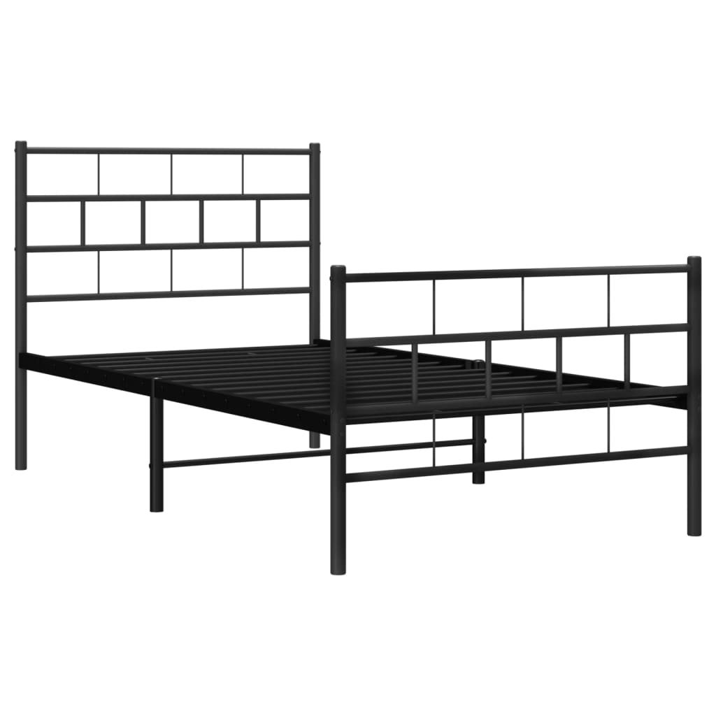 8721012188747_g_en_hd_2 vidaXL Metal Bed Frame without Mattress with Footboard Black 107x203 cm King Single - Image 4