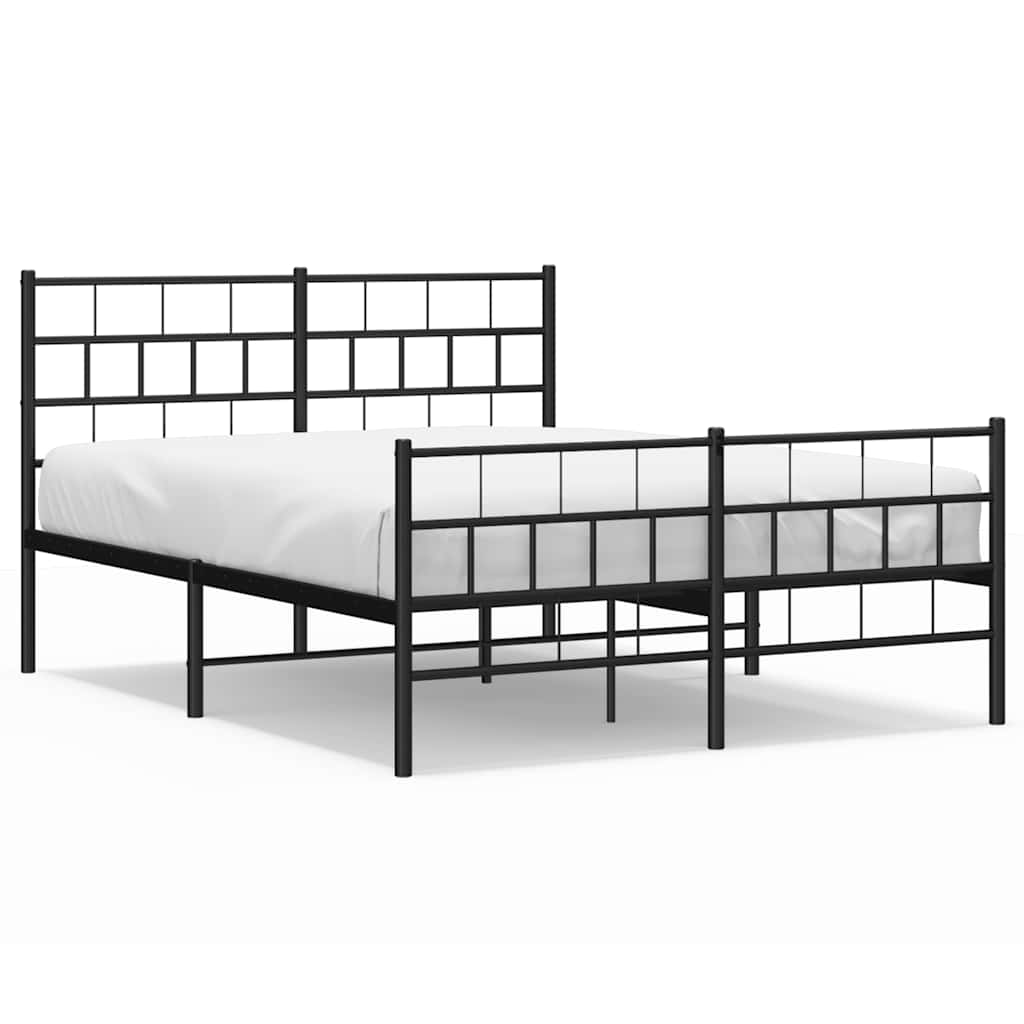 8721012188778_a_en_hd_1 vidaXL Metal Bed Frame without Mattress with Footboard Black 135x190 cm - Image 2