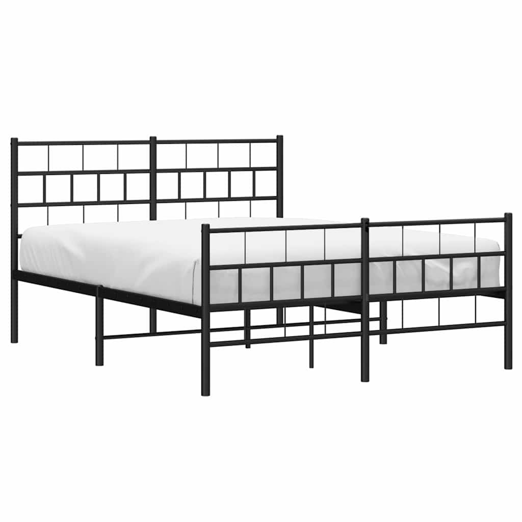 8721012188778_g_en_hd_1 vidaXL Metal Bed Frame without Mattress with Footboard Black 135x190 cm - Image 3