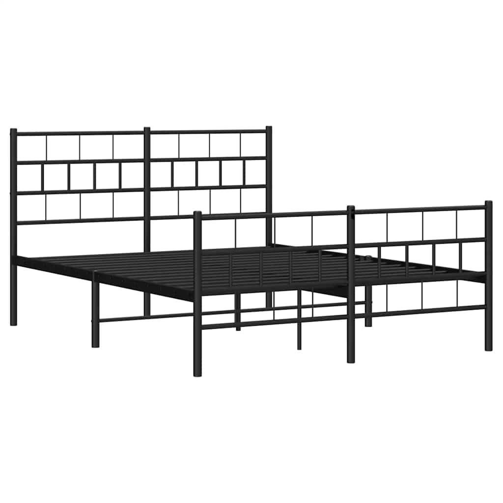 8721012188778_g_en_hd_3 vidaXL Metal Bed Frame without Mattress with Footboard Black 135x190 cm - Image 5