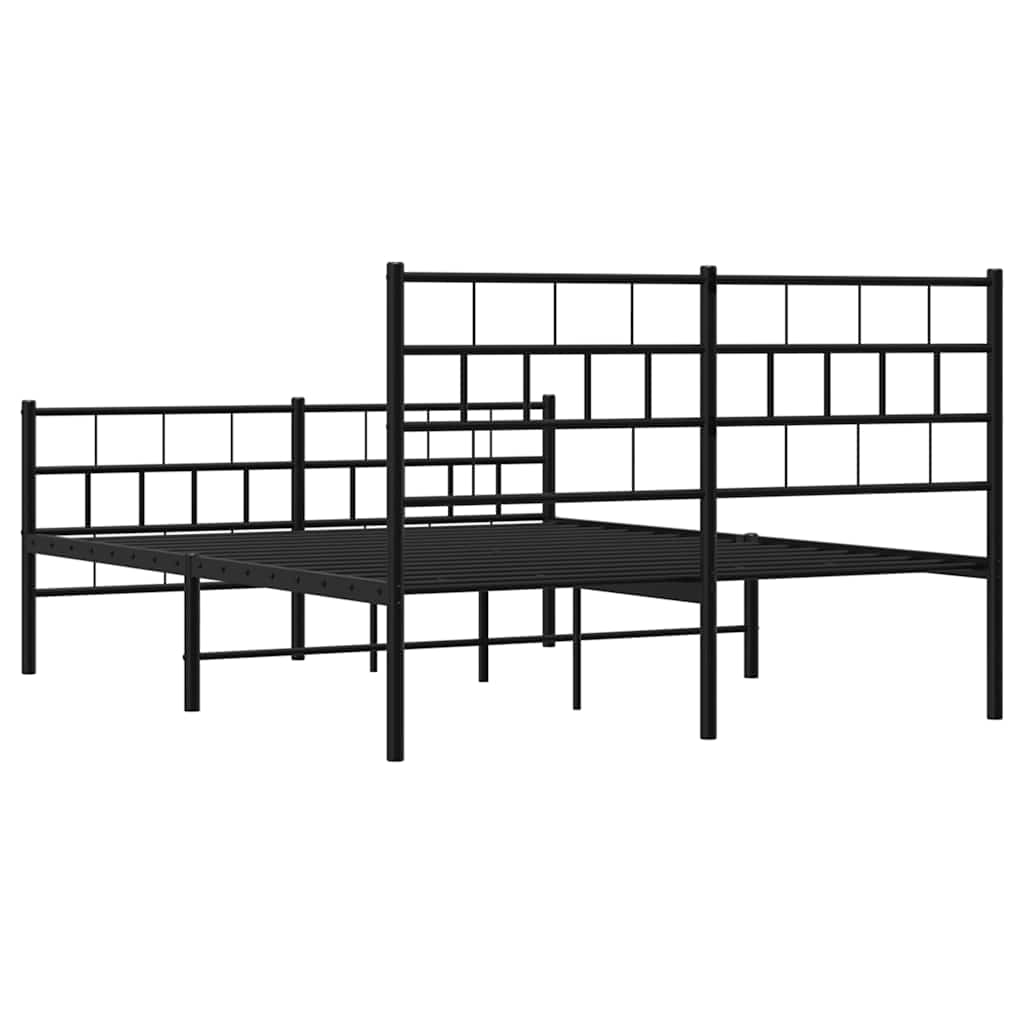 8721012188778_g_en_hd_6 vidaXL Metal Bed Frame without Mattress with Footboard Black 135x190 cm - Image 8