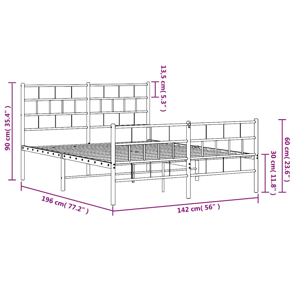 8721012188778_g_en_hd_8 vidaXL Metal Bed Frame without Mattress with Footboard Black 135x190 cm - Image 10
