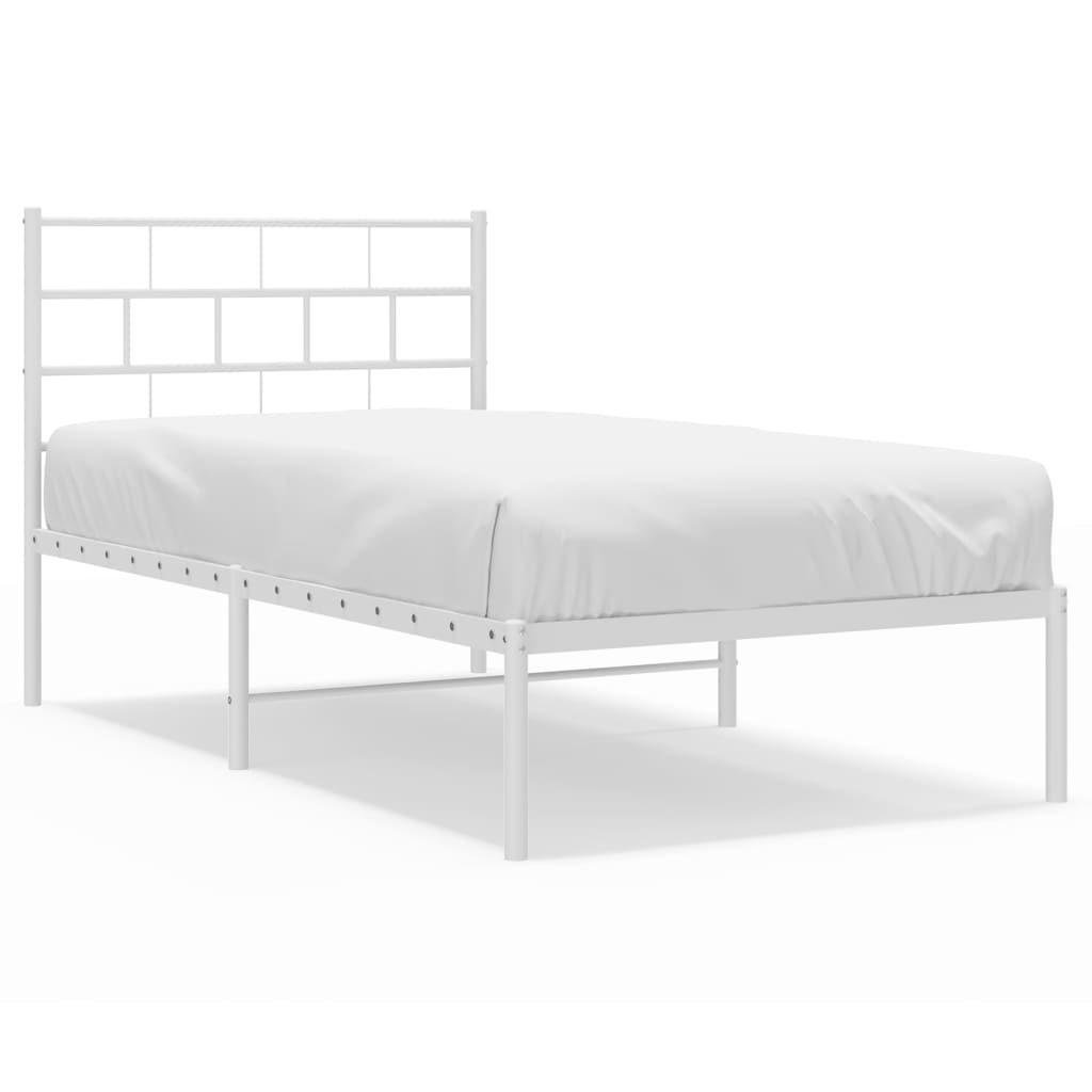8721012189058_a_en_hd_1 vidaXL Metal Bed Frame without Mattress with Headboard White 107x203 cm King Single - Image 2