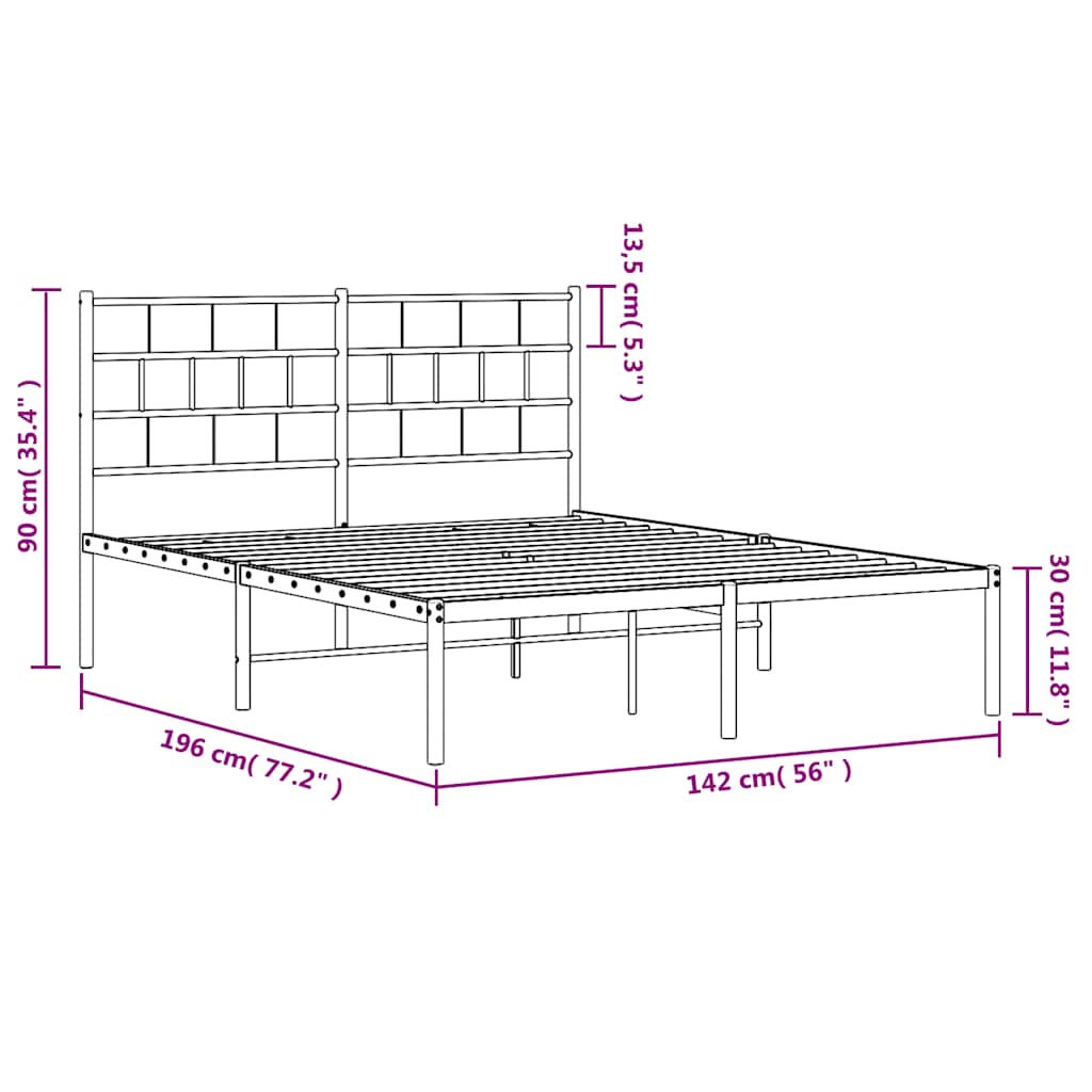 8721012189089_g_en_hd_8 vidaXL Metal Bed Frame without Mattress with Headboard White 135x190 cm - Image 10
