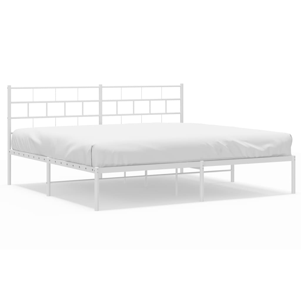 8721012189133_a_en_hd_1 vidaXL Metal Bed Frame without Mattress with Headboard White 183x203 cm King - Image 2