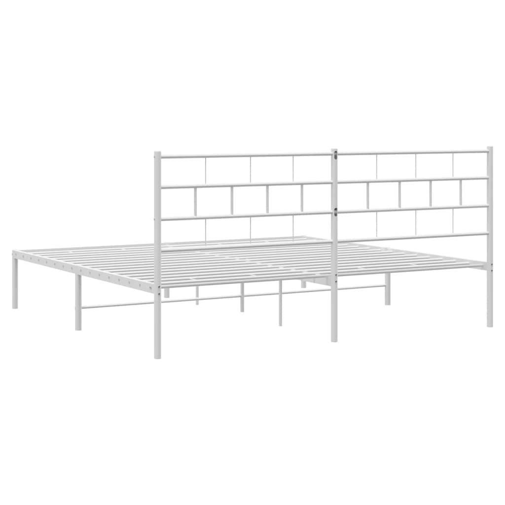 8721012189133_g_en_hd_5 vidaXL Metal Bed Frame without Mattress with Headboard White 183x203 cm King - Image 7