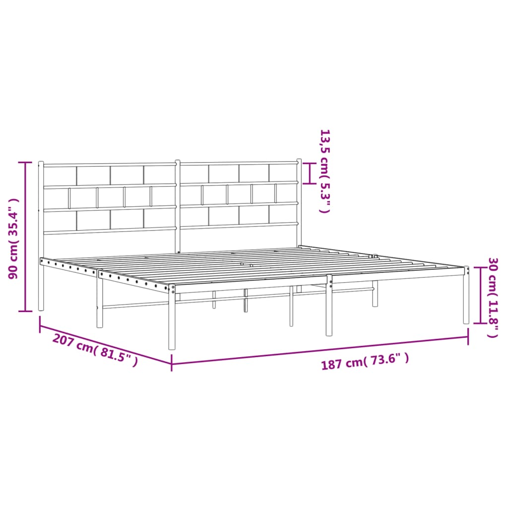 8721012189133_g_en_hd_7 vidaXL Metal Bed Frame without Mattress with Headboard White 183x203 cm King - Image 9