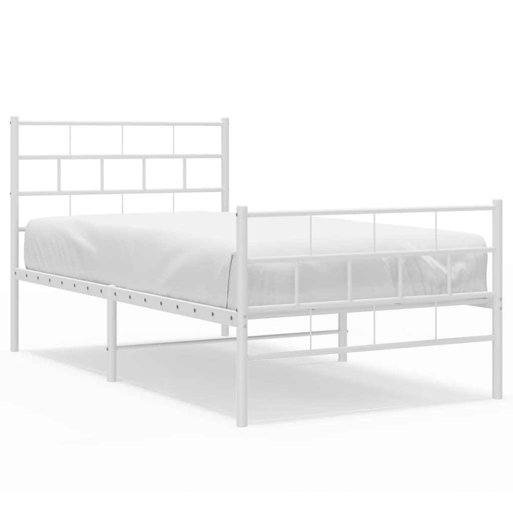 8721012189232_a_en_hd_1 vidaXL Metal Bed Frame without Mattress with Footboard White 107x203 cm King Single - Image 2