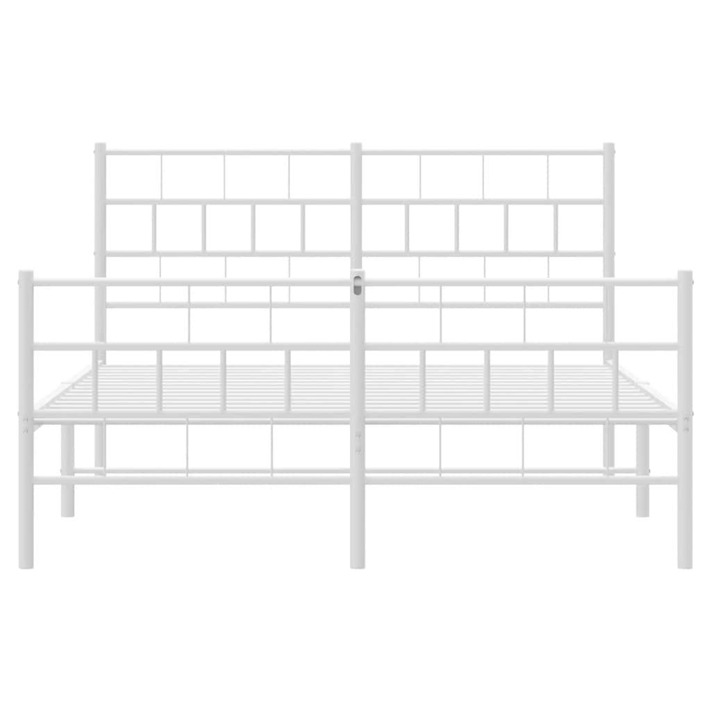 8721012189263_g_en_hd_4 vidaXL Metal Bed Frame without Mattress with Footboard White 135x190 cm - Image 6
