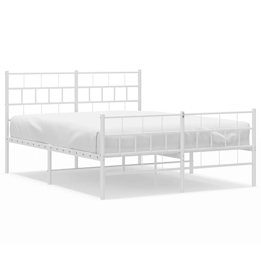 8721012189294_a_en_hd_1 vidaXL Metal Bed Frame without Mattress with Footboard White 150x200 cm - Image 2