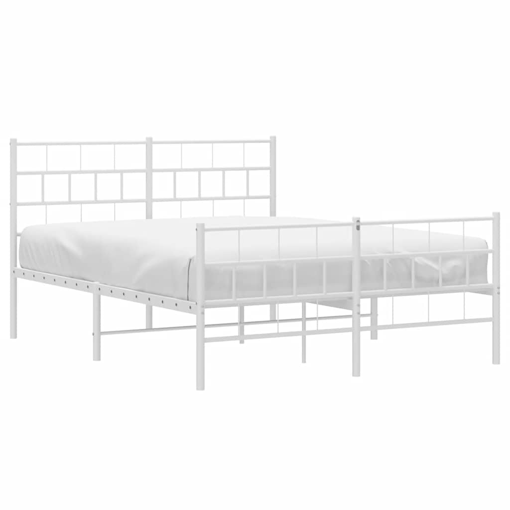 8721012189294_g_en_hd_1 vidaXL Metal Bed Frame without Mattress with Footboard White 150x200 cm - Image 3