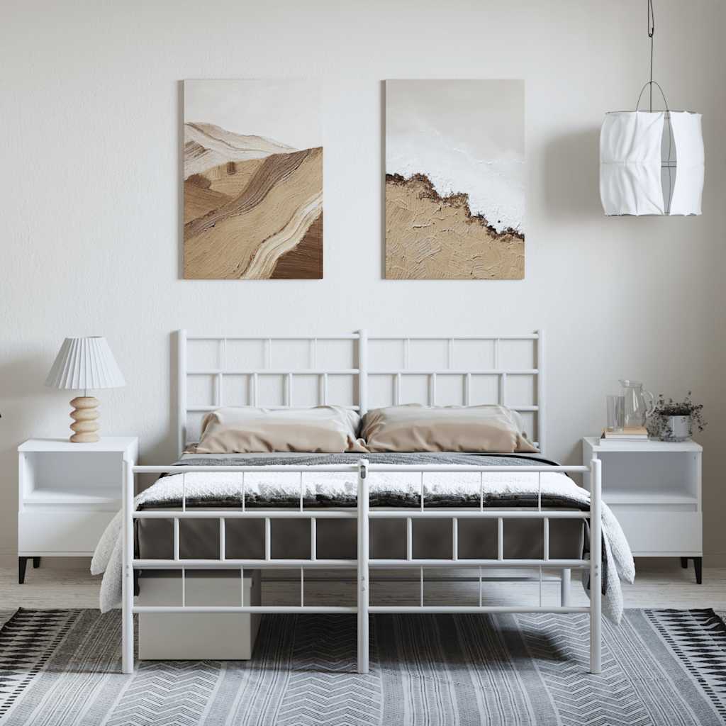 8721012189294_g_en_hd_2 vidaXL Metal Bed Frame without Mattress with Footboard White 150x200 cm - Image 4